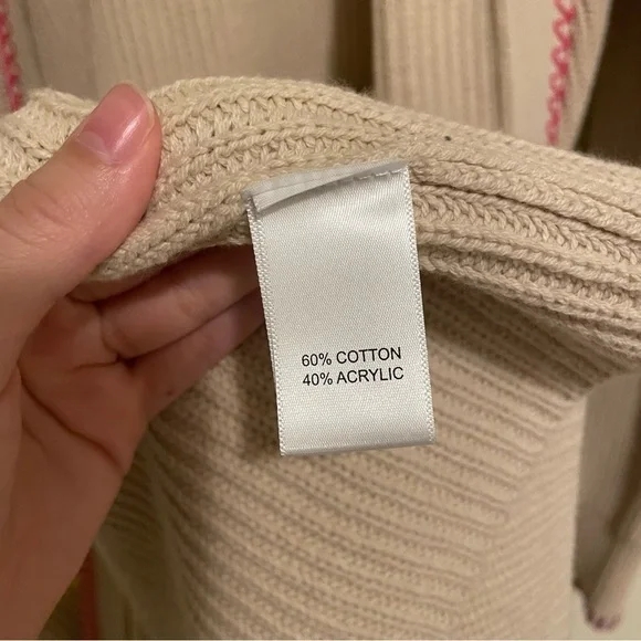 NWT Kerri Rosenthal Long Open Front Cream Cardigan Smiley Face XL - Picture 8 of 15